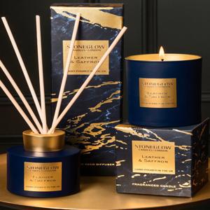 028035 Свеча в стакане Luna Кожа и шафран Stoneglow